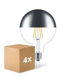 Multipack 4x Philips Classic LED Globe E27 Filament Mirror Clear 120mm 7.2W 650lm - 827 Extra Warm White | Dimmable - Replaces 60W